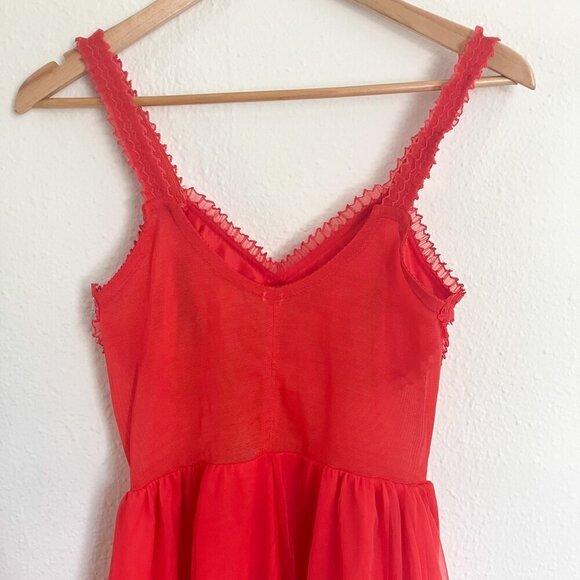 50's/60's Cherry Red Nylon Lingerie Slip Dress Vintage Lingerie Size Small - Picture 10 of 16